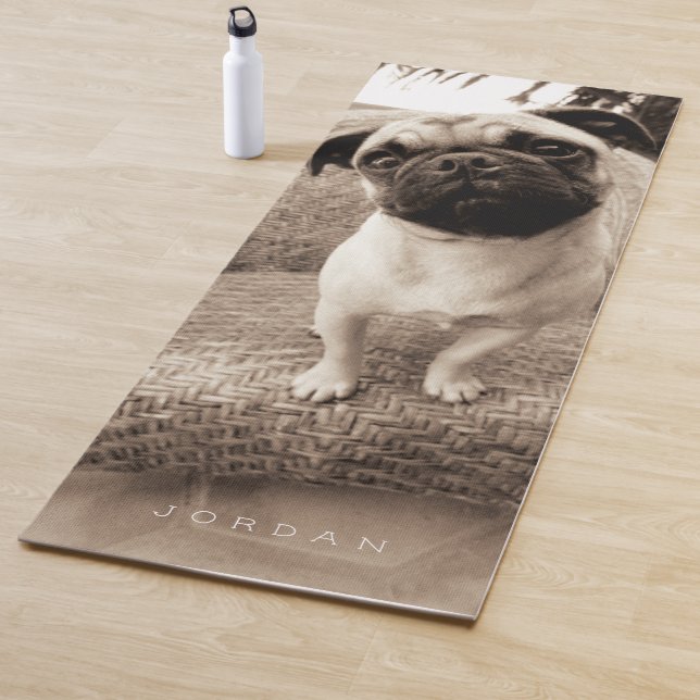 Add Your Name | Pug with its Head Tilted Yoga Mat (In Situ)