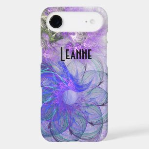 Add Your Name Purple Blue Lacy Abstract Flower iPhone 17 Air Case