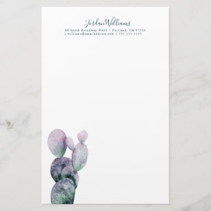 Add Your Name   Purple Cactus Stationery
