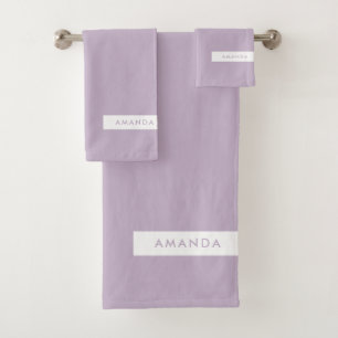 Add Your Name - Purple Minimalist Bath Towel Set
