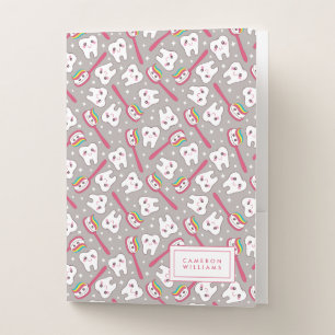 Add Your Name Rainbow Teeth Pattern Pocket Folder