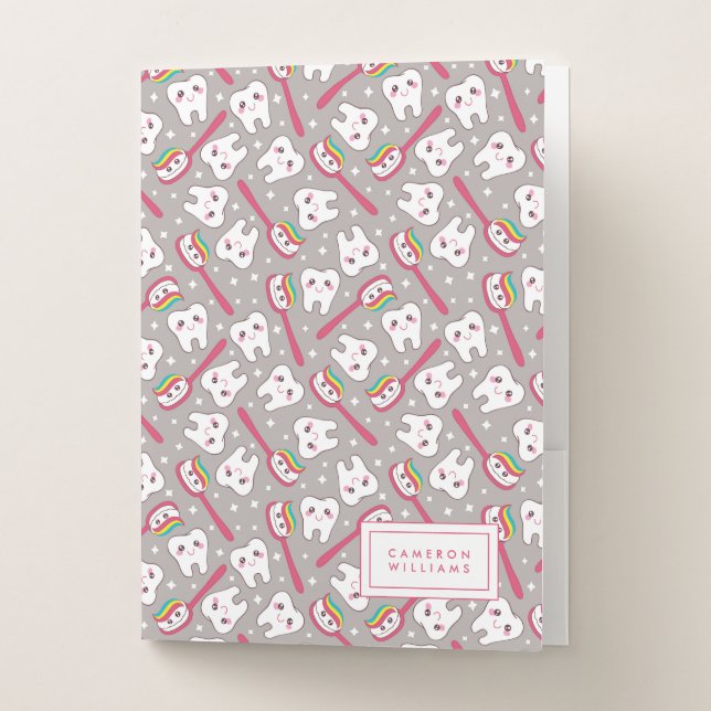 Add Your Name | Rainbow Teeth Pattern Pocket Folder (Front)