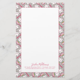 Add Your Name   Rainbow Teeth Pattern Stationery