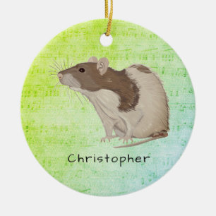 Add Your Name Rat Design Ceramic Ornament