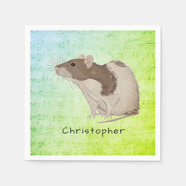 Add Your Name Rat Design Paper Napkins (Front)