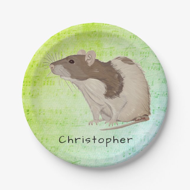 Add Your Name Rat Design Paper Plates (Front)