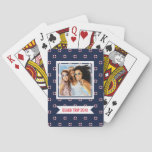 Add Your Name | Red And White Buoy Pattern Poker Cards