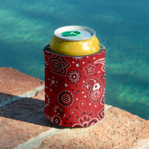 Add Your Name Red Bandana Print Can Cooler
