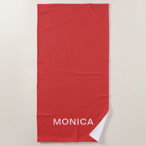 Add Your Name  Red Beach Towel