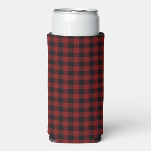 Add Your Name Red Black Buffalo Plaid Seltzer Can  Seltzer Can Cooler
