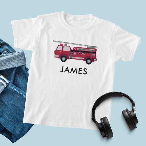 Add Your Name Red Fire truck Personalised T_Shirt