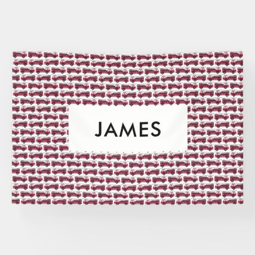 Add Your Name Red Fire truck Personalized Banner