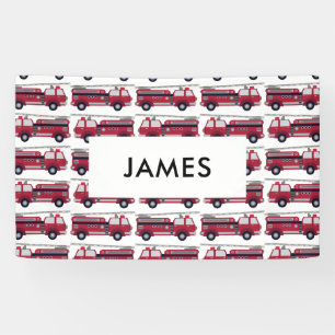 Add Your Name Red Fire truck Personalized Banner