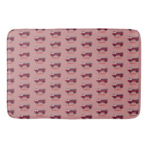 Add Your Name Red Fire truck Personalized Bath Mat
