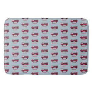 Add Your Name Red Fire truck Personalized Bath Mat