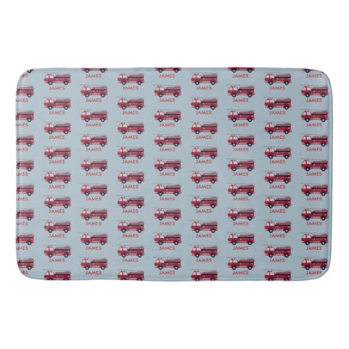 Add Your Name Red Fire truck Personalized Bath Mat