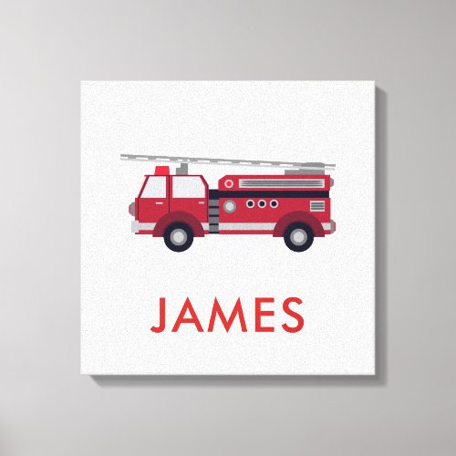 Add Your Name Red Fire truck Personalized Canvas Print