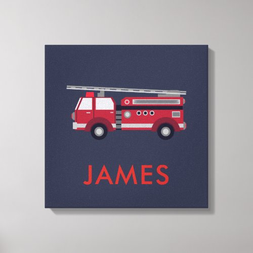 Add Your Name Red Fire truck Personalized Canvas Print