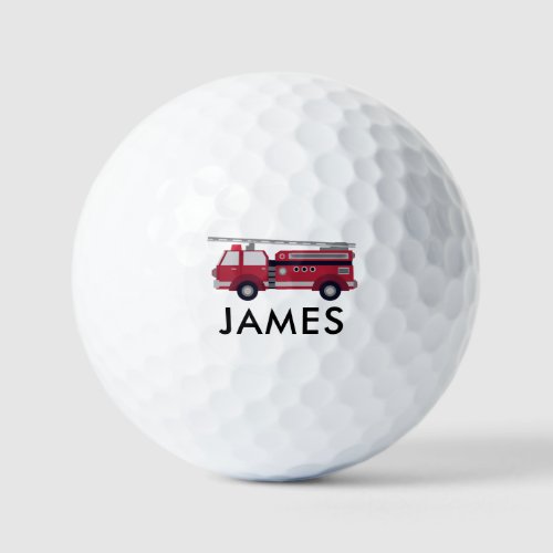 Add Your Name Red Fire truck Personalized Golf Balls