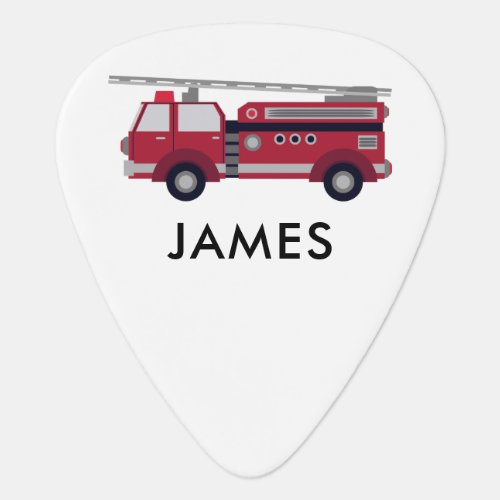 Add Your Name Red Fire truck Personalized Guitar Pick