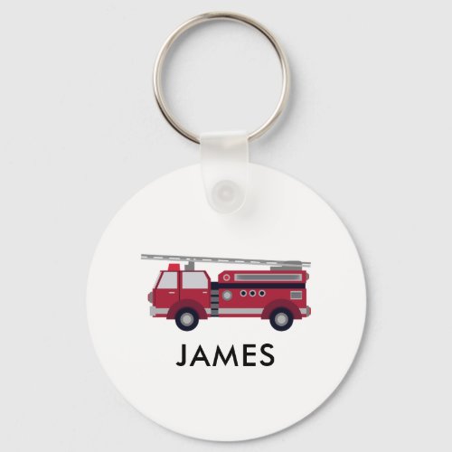 Add Your Name Red Fire truck Personalized Keychain