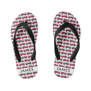 Add Your Name Red Fire truck Personalized Kid's Flip Flops