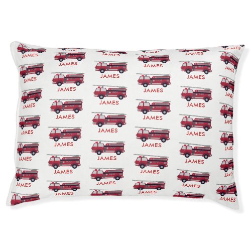 Add Your Name Red Fire truck Personalized Pet Bed