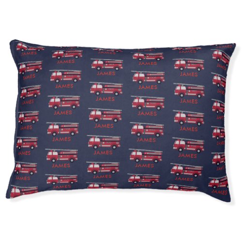 Add Your Name Red Fire truck Personalized Pet Bed