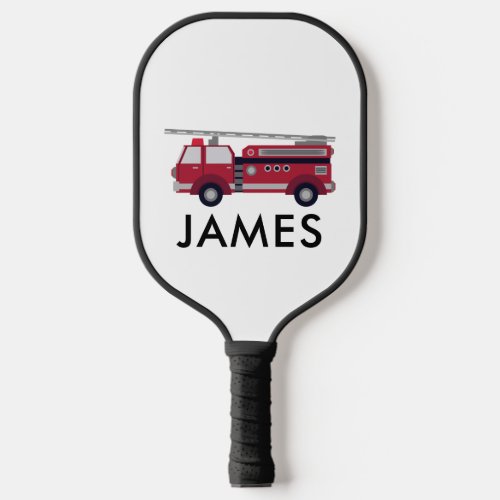 Add Your Name Red Fire truck Personalized Pickleball Paddle