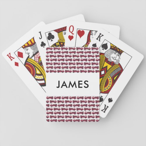 Add Your Name Red Fire truck Personalized Playing Cards