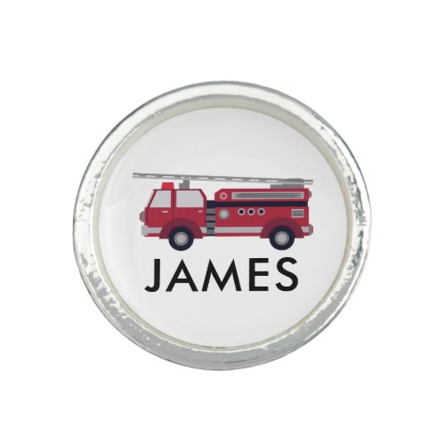 Add Your Name Red Fire truck Personalized Ring