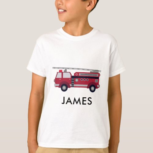 Add Your Name Red Fire truck Personalized T_Shirt