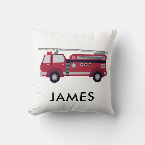 Add Your Name Red Fire truck Personalized Throw Pillow