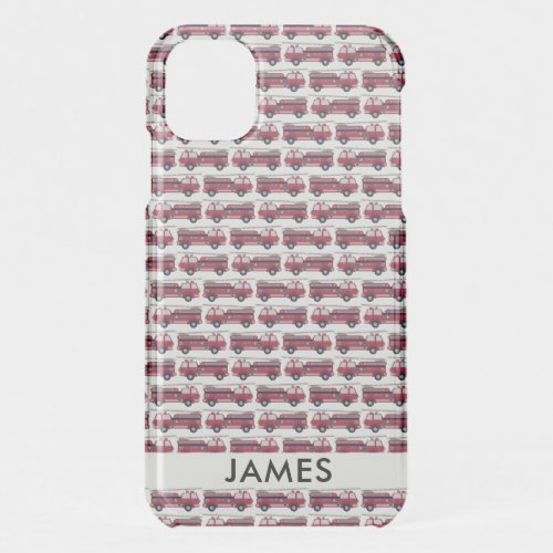 Add Your Name Red Fire truck Personalized iPhone 11 Case