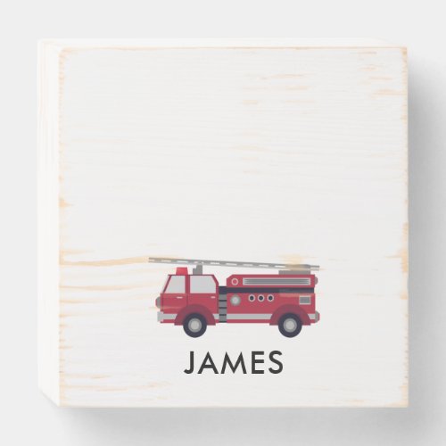 Add Your Name Red Fire truck Personalized Wooden Box Sign
