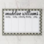 Add Your Name | Retro Black &amp; Tan Pattern Paper Pad