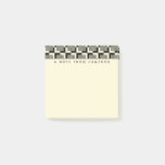 Add Your Name | Retro Black &amp; Tan Pattern Post-it Notes