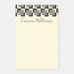 Add Your Name | Retro Black &amp; Tan Pattern Post-it Notes