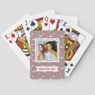 Add Your Name Retro Flamingos Poker Cards