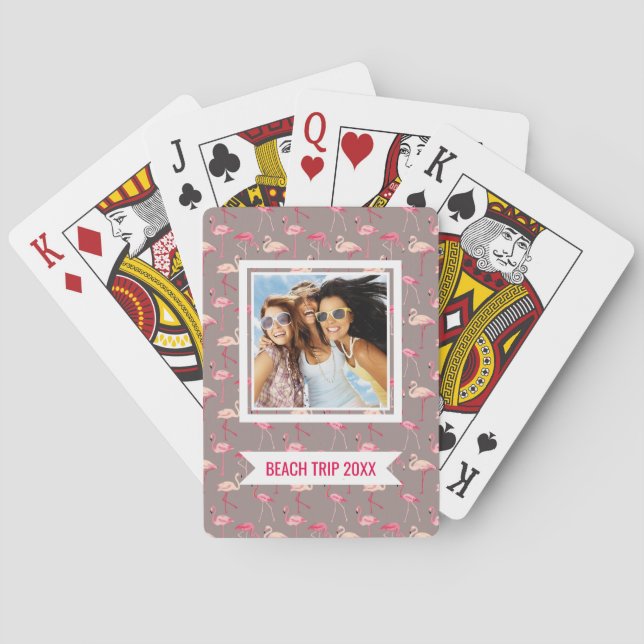 Add Your Name | Retro Flamingos Poker Cards (Back)