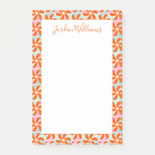 Add Your Name Retro Orange Wedge Pattern Post-it Notes