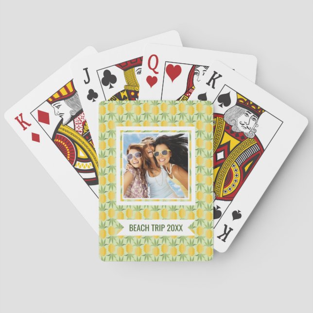 Add Your Name | Retro Pineapples Poker Cards (Back)