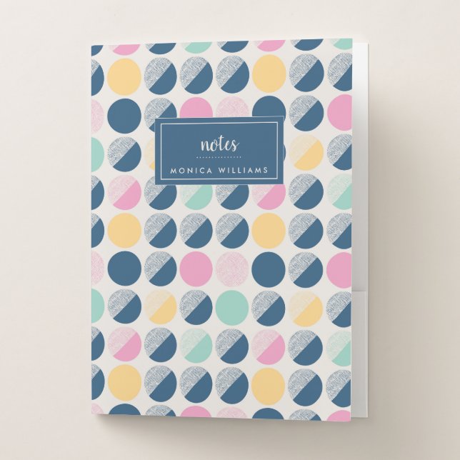 Add Your Name | Retro Semi-Circle Pattern Pocket Folder (Front)