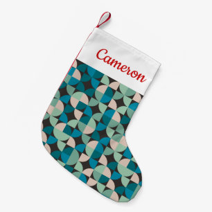 Add Your Name Retro Vintage 60's Pattern Small Christmas Stocking