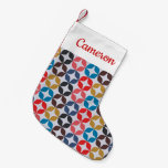 Add Your Name | Retro Vintage Star Pattern Small Christmas Stocking