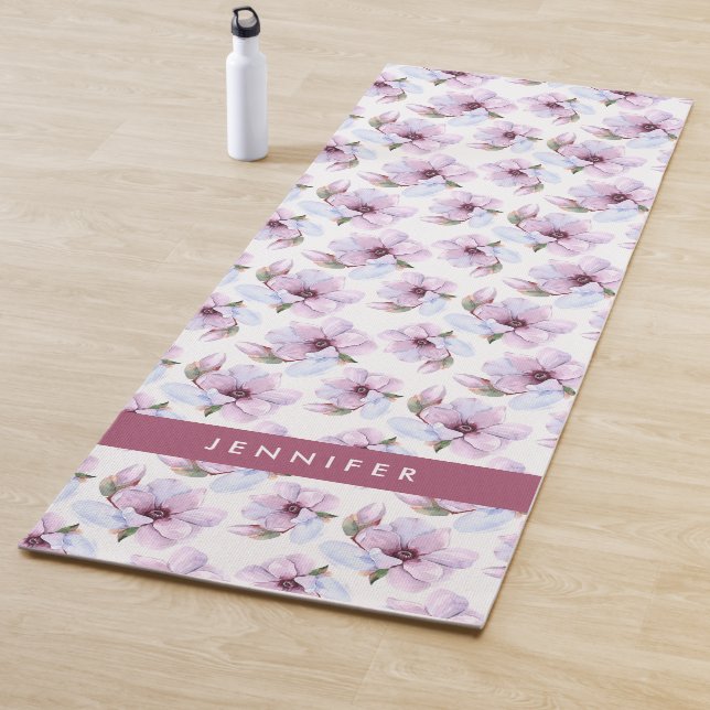 Add Your Name | Romantic Floral Pattern Yoga Mat (In Situ)