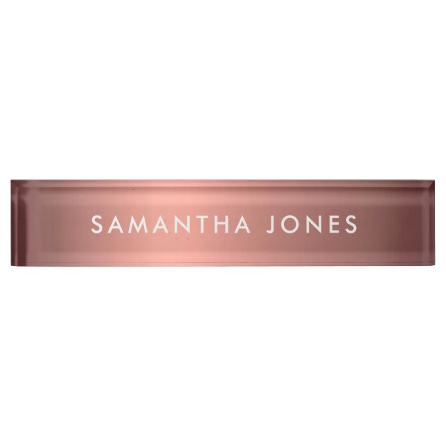 Add Your Name Rose Gold Business Desk Name Plate (Front)