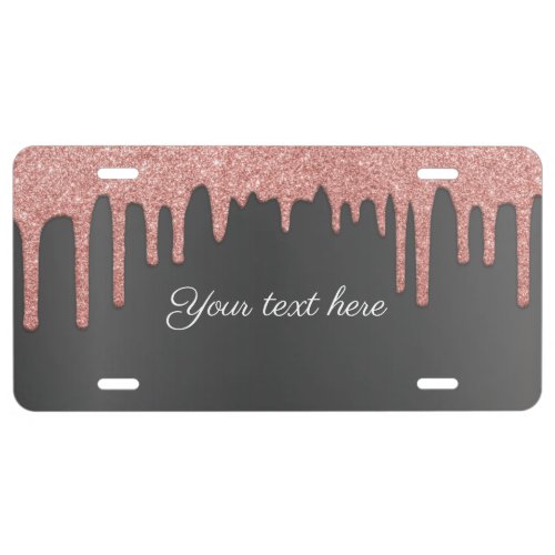 Add Your Name Rose Gold Glitter Sparkle Script License Plate