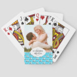 Add Your Name | Sailboats On Blue Sea Pattern Poker Cards
