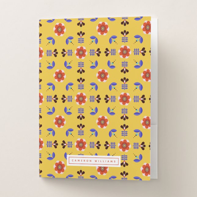 Add Your Name | Scandinavian Style Geometric Flora Pocket Folder (Front)